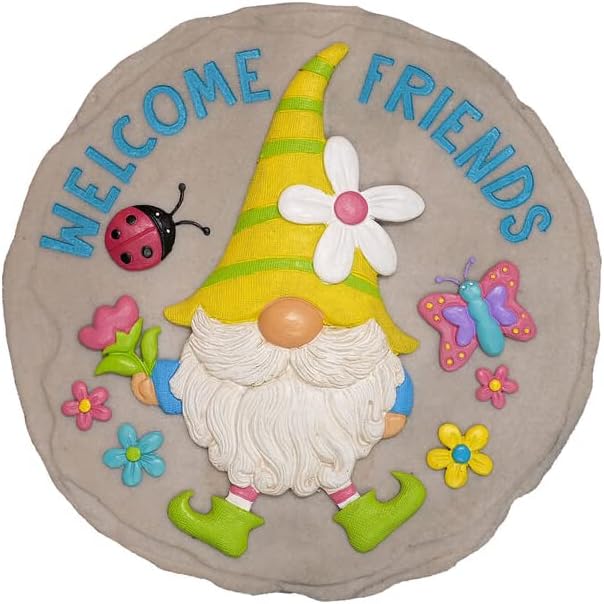Spoontiques - Garden Décor - Spring Gnome Stepping Stone - Decorative Stone for Garden