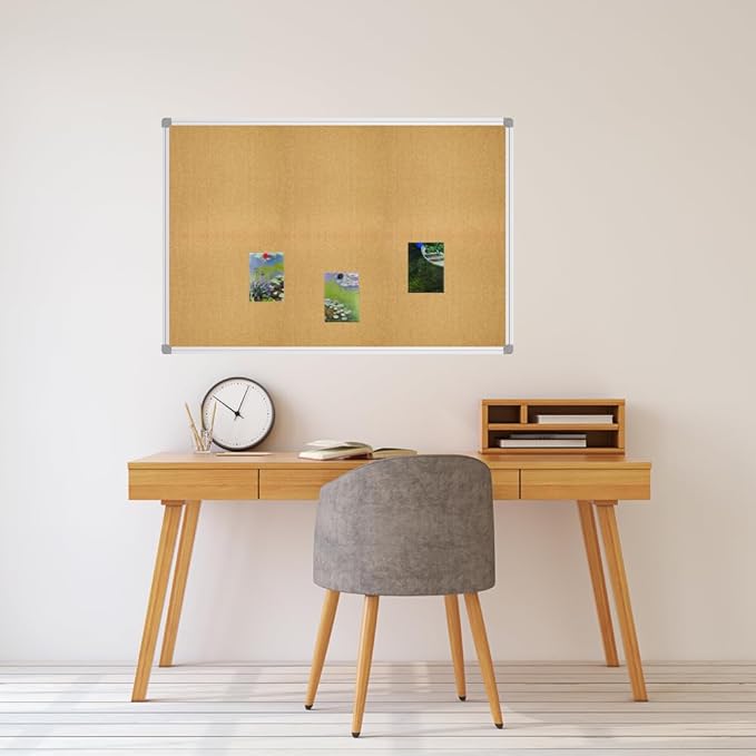 Lockways Cork Board Bulletin Board, Double Sided Corkboard 36" x 24",
