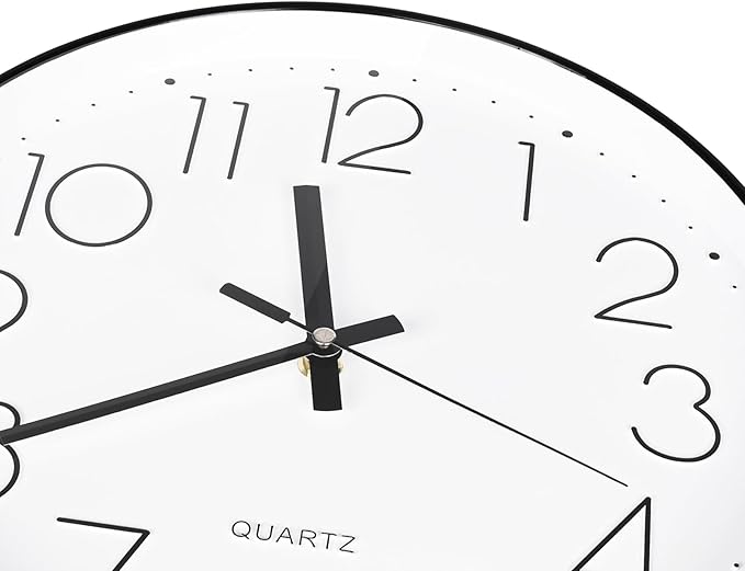 8 Inch Small Black Wall Clocks Silent Non Ticking Battery Operated