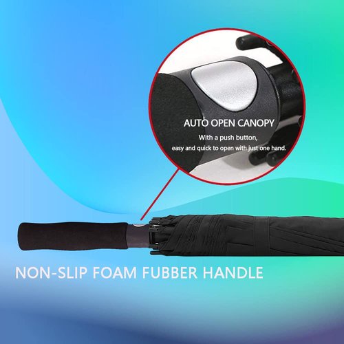Goothdurs 62/68 Inches Golf Umbrella Automatic Open Windproof Waterproof Large Double Canopy Vented Rain Stick Umbrellas for Men Women