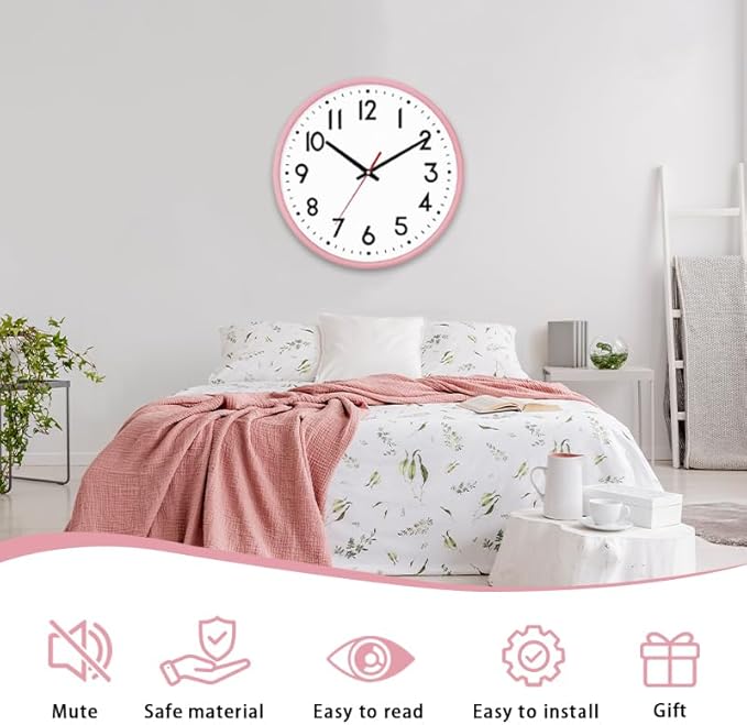 HZDHCLH Wall Clock Silent Wall Clocks Battery Operated 10 Inch Modern Non