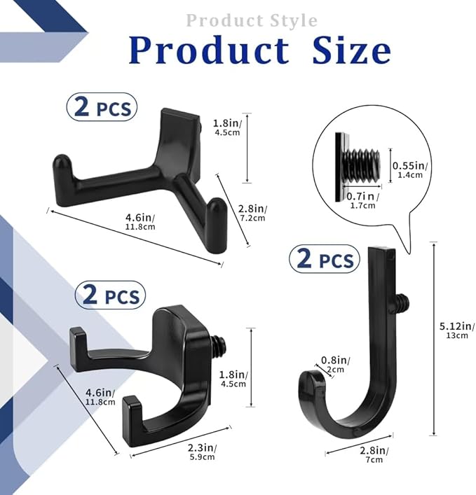 6Pcs Storage Shed Hooks, J/U/V Shapes Heavy Duty ABS Tool Organizers for Ladders, Garden Rakes & Bulk Tools, Compatible with Most Outdoor Storage Sheds