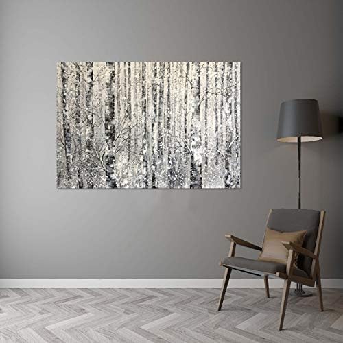 Yihui Arts - One Panel Canvas Wall Art Snowy White Forest Picture Art Print