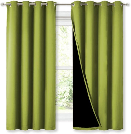 NICETOWN 100% Blackout Curtains 45 inches Long, Fresh Green, 1 Pair, 52 inches