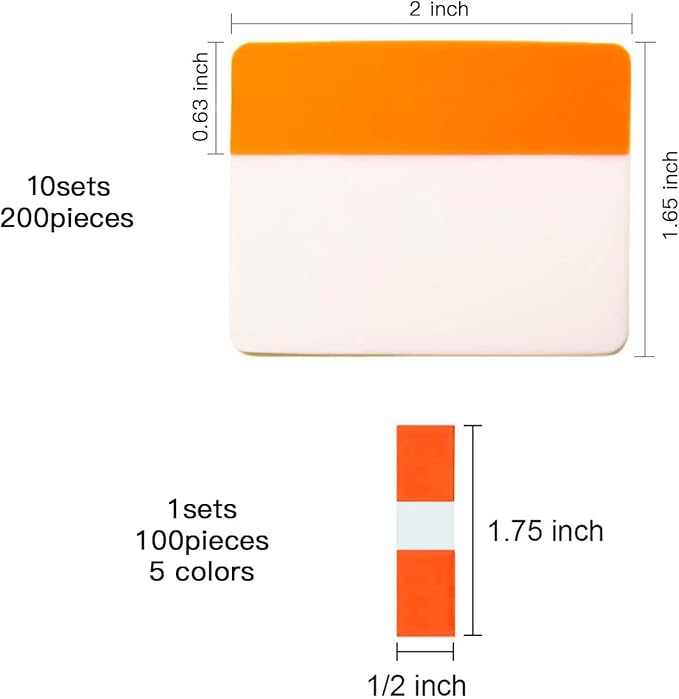 ELII 300 Pcs Tabs 2 Inch Sticky Index Tabs,Colorful Tabs for Notebooks,Writable and Transparent Book Tabs Page Tabs Colored Page Markers, Tabs for Books, Notebook Tabs, Tabs for Annotating Books