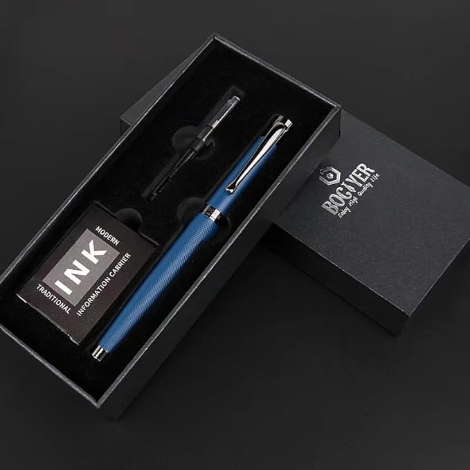 BOCIYER Luxury Fountain Pen Set,Ink Pen for Smooth Writing,Medium Nib,Includes 10 Ink Cartridges&Ink Converter,Best Pen Gift Case for Men & Women,fancy,calligraphy,Executive,Office pen-Blue