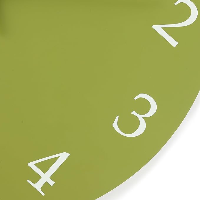 Lafocuse 12 Inch Wooden Olive Green Wall Clock Battery Operated Silent