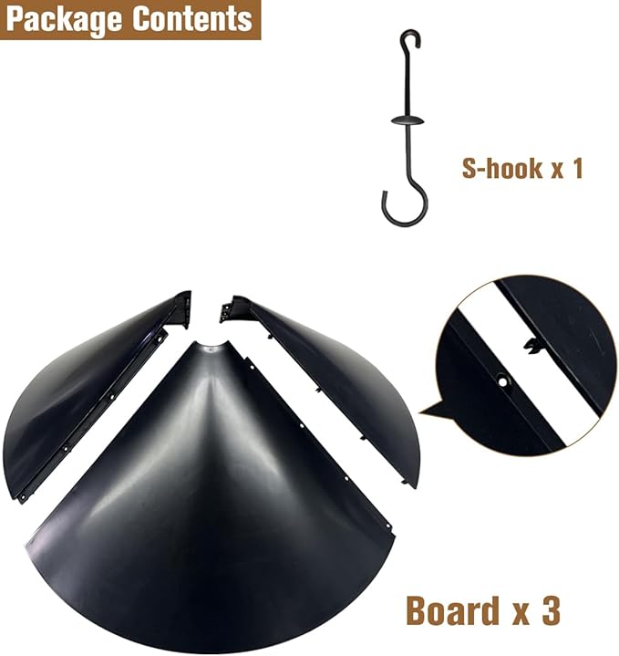 Garbuildman Squirrel Baffle for Bird Feeder Pole, Outside Hanging Mount Bird House Guard for Outdoor Shepherd’s Hook,19 Inch Diameter, 1 Pack