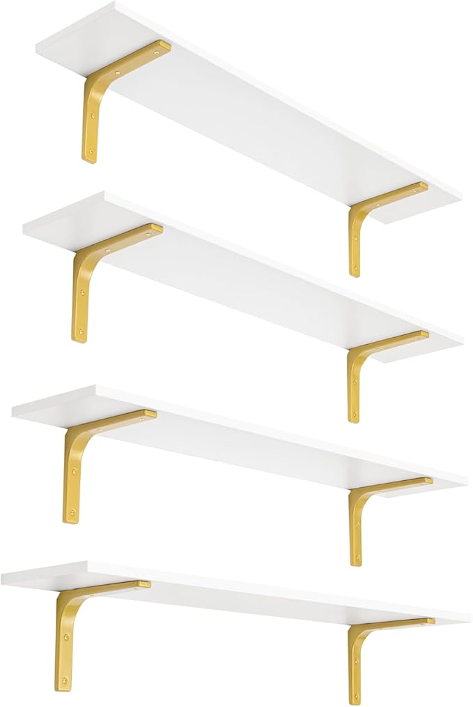 DINZI LVJ Long Wall Shelves, 31.5" Wall Mounted Shelves Set of 4, Large