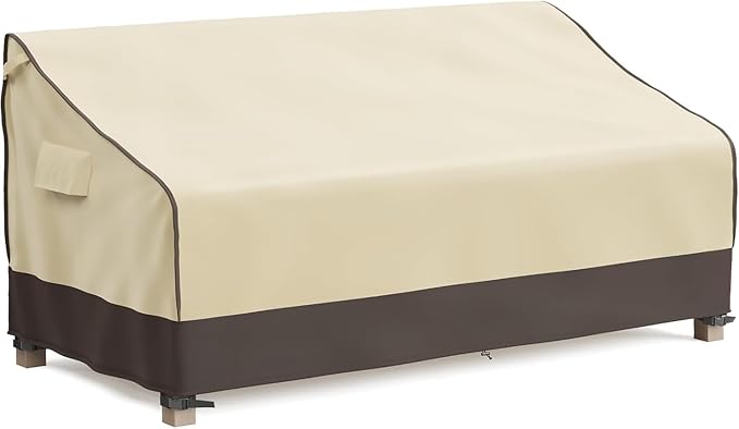 MR. COVER 3-Seater Outdoor Couch Cover Waterproof, 92 Inch Patio Furniture Covers Waterproof with All Weather Protection, Heavy Duty Outdoor Sofa Covers with Air Vent and Handles, Brown & Khaki