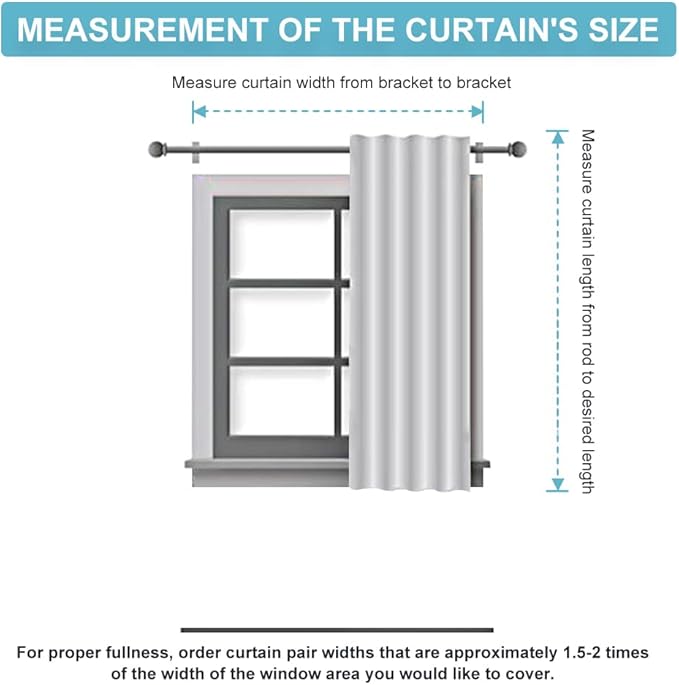 RYB HOME White Short Curtains, Room Darkening Drapes Thermal Insulated Small