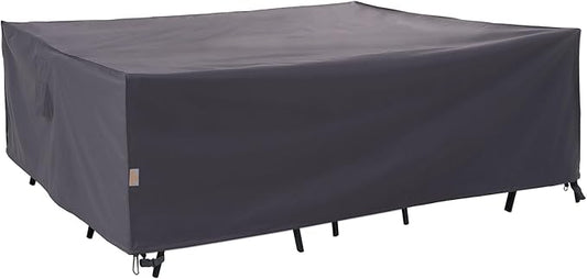 WJ-X3 Heavy-Duty Patio Furniture Cover, Waterproof & Windproof Outdoor Furniture Cover for Rectangle Table and Chairs, Fade-Resistant, 96" x 64" x 31", Gray