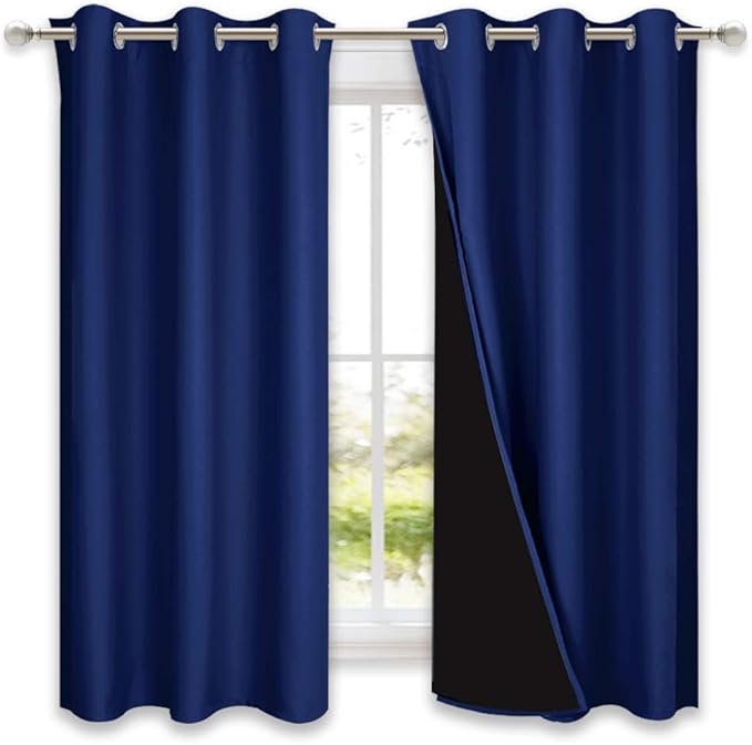 NICETOWN 100% Blackout Curtains 54 inches Long, Royal Blue, 1 Pair, 42 inches