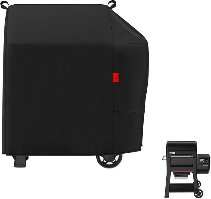Outdoor Grill Cover Fits Weber Searwood 600 Pellet Smoker Grill,Heavy Duty Waterproof 600D BBQ Cover for Outside,UV Resistant with Storage Bag & Windproof Straps 40.5" W X 25" D X 42" H
