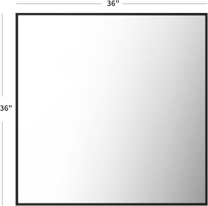 LOAAO 36"X36" Black Rectangle Bathroom Mirror Wall, Matte Black Aluminum Alloy