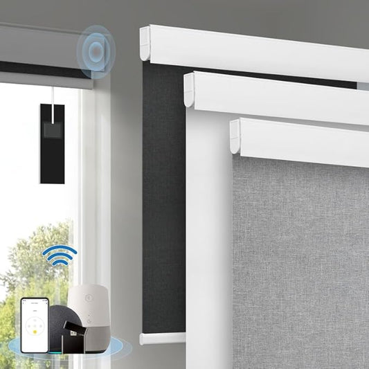 Motorized Blinds with Remote, Cordless Smart Blinds with Valance Cover