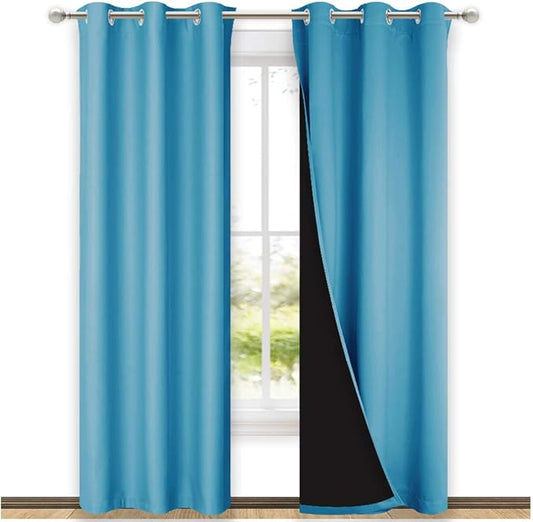 NICETOWN Teal Blue Full Shade Curtain Panels, Pair of Thermal Insulated &