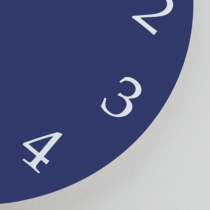 Lafocuse 12 Inch Wooden Navy Blue Wall Clock Battery Operated, Simple