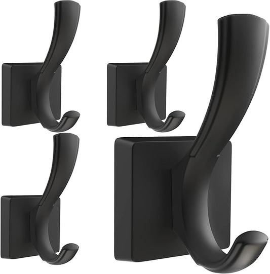 TOFIIGREM Black Hooks for Wall Towel Hooks, Heavy Duty Thick Aluminum Alloy