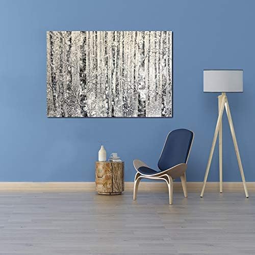 Yihui Arts - One Panel Canvas Wall Art Snowy White Forest Picture Art Print