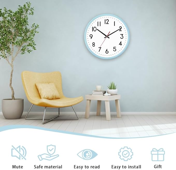 HZDHCLH Wall Clock Silent Wall Clocks Battery Operated 10 Inch Modern Non