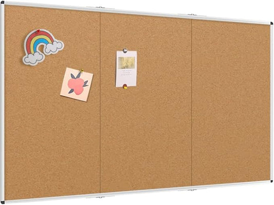 VIZ-PRO 96" x 48" Large Cork Bulletin Board, Foldable & Wall-Mounted Notice Pin
