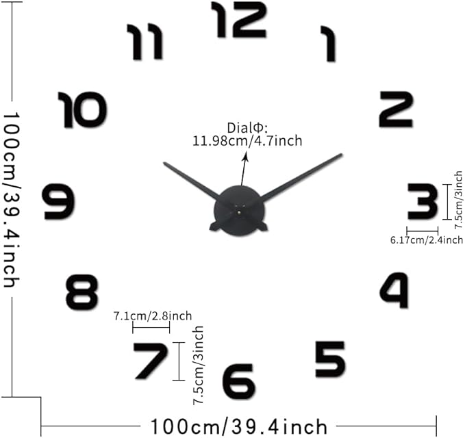 Extra Large Digital Wall Clock Decorative Battery Operated, Minimalist