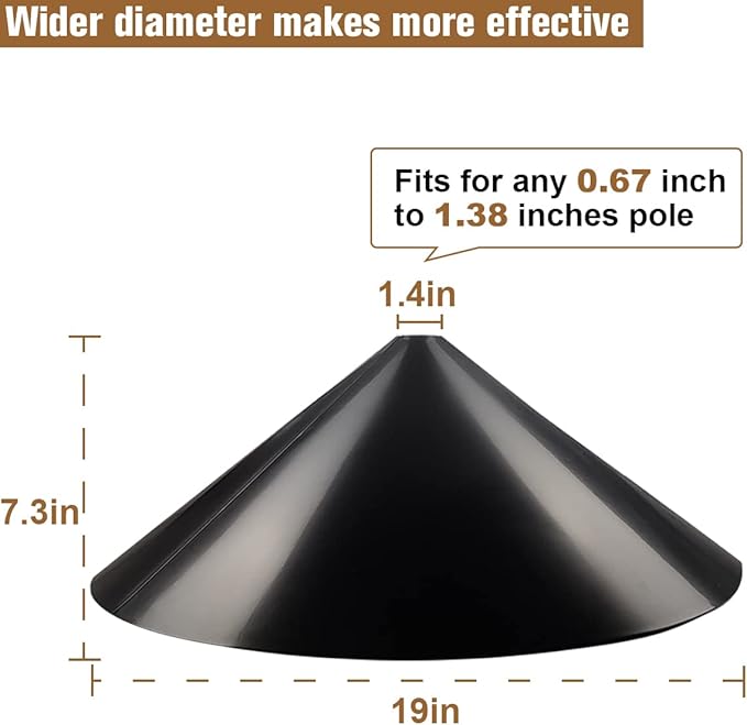 Garbuildman Squirrel Baffle for Bird Feeder Pole, Outside Pole Mount Bird House Guard for Outdoor Shepherd’s Hook, 19 Inch Diameter, 1 Pack