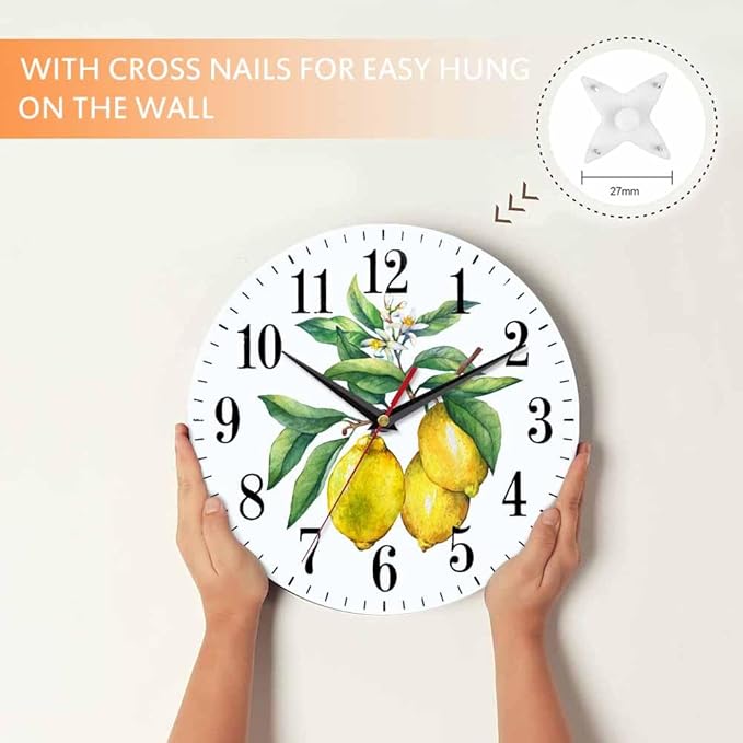 Mxocom Watercolor Lemon Wall Clock Citrus Fruit on a Branch