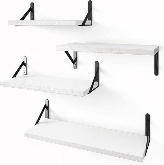 YGEOMER Floating Shelves for Wall, Different Sizes White Wall Shelves for