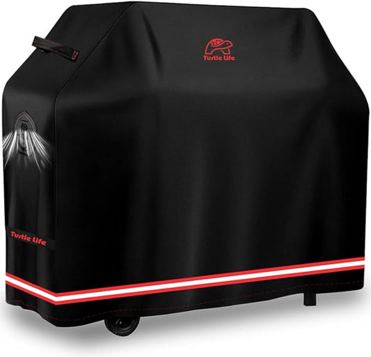 Turtle Life BBQ Grill Cover, 52 Inch Heavy Duty Waterproof 3 Burner Barbecue Gas Grill Covers for Weber Spirit Char-Broil Performance and Signature, Black