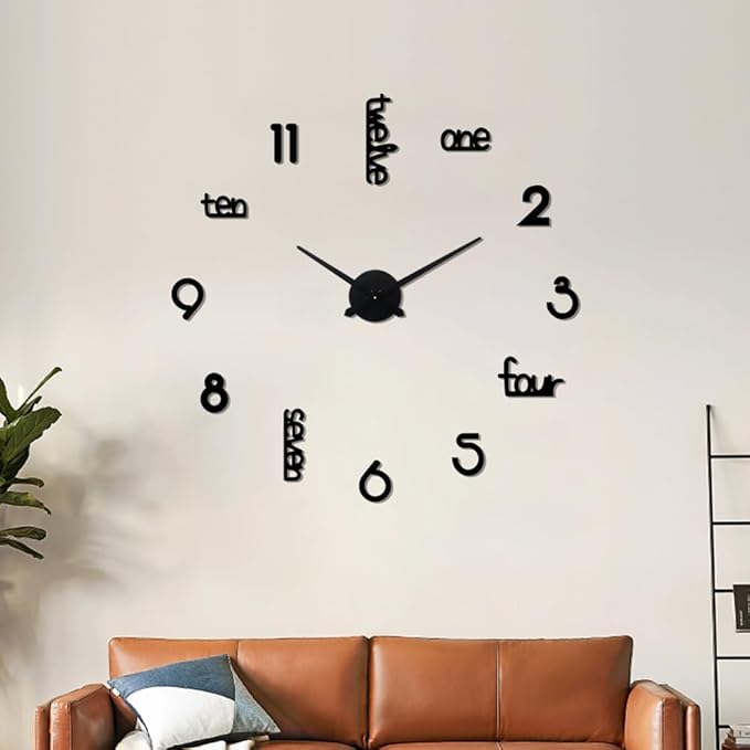 Large Modern Art Deco Wall Clock Silent Acrylic Unique Decorative Wall Clocks