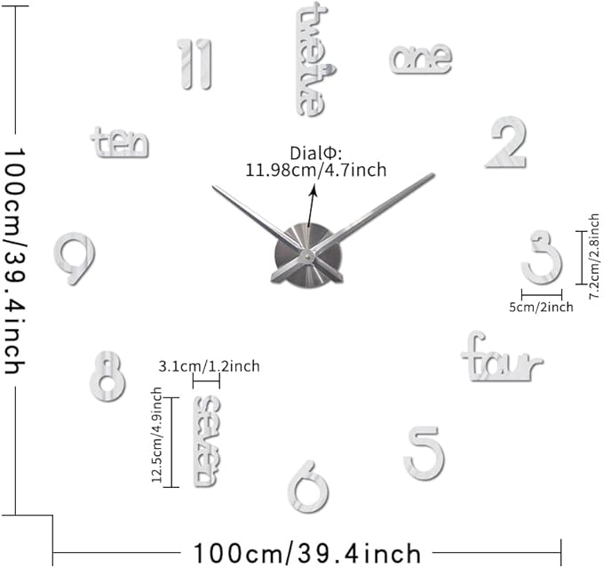 Large Modern Art Deco Wall Clock Silent Acrylic Unique Decorative Wall Clocks