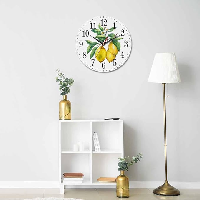 Mxocom Watercolor Lemon Wall Clock Citrus Fruit on a Branch