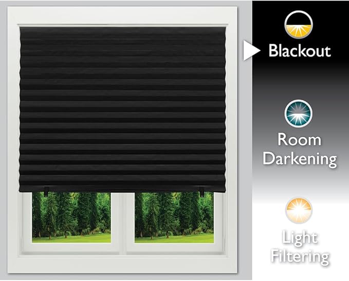 Redi Shade No Tools Original Blackout Pleated Paper Shade Black, 6 Pack