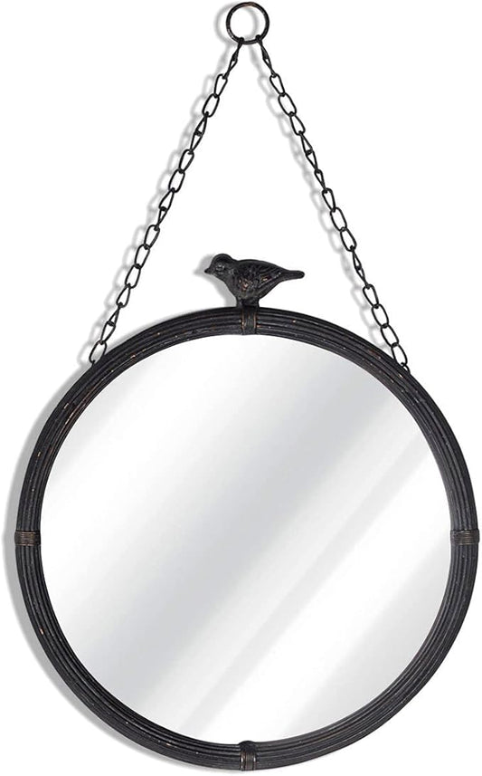 NIKKY HOME 11.2" Decorative Small Hanging Mirrors Vintage Rustic Round Metal