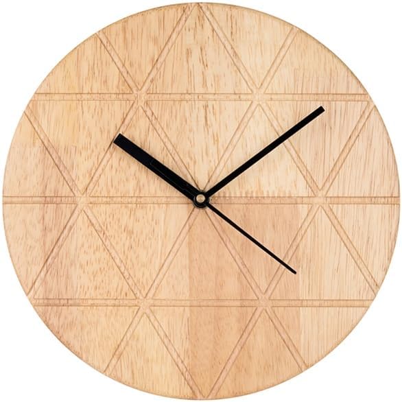 Wooden Wall Clock, Modern Round Design, Natural Wood Finish