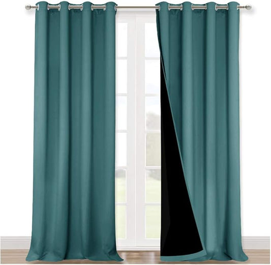 NICETOWN 100% Blackout Blinds, Sea Teal, Laundry Room Decor Window Treatment