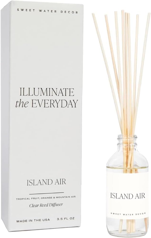 Sweet Water Decor Island Air Reed Diffuser Set | Tropical Fruits, Citrus, Sugar, Exotic Mountain Greens | Long Lasting | Summer Diffuser Oil