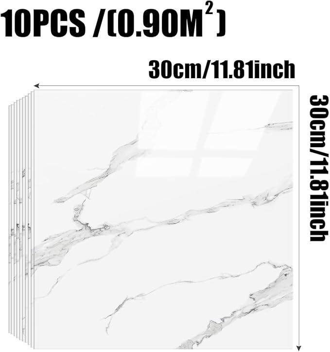 Chejiaye Thick 10pcs Marble Peel and Stick Backsplash Surface Waterproof Wall