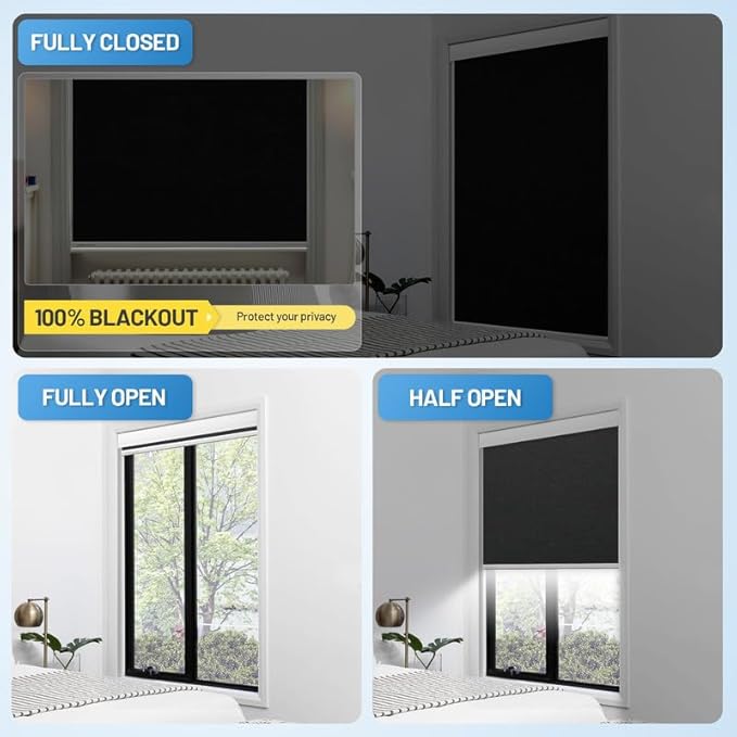 Motorized Blinds with Remote, Cordless Smart Blinds with Valance Cover
