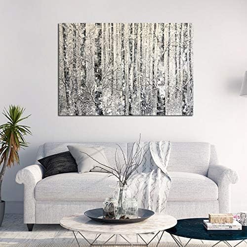 Yihui Arts - One Panel Canvas Wall Art Snowy White Forest Picture Art Print