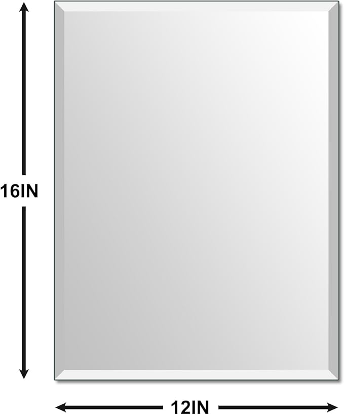 Beveled Bathroom Mirror for Wall, Rectangle Frameless Wall Mirror 16" x 12"