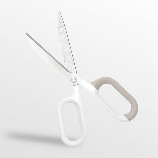 White Office Scissors with Comfort-Grip Handles, Cute scissors, Sharp Craft Scissors for DIY Art, Sewing, Fabric, Student, Teacher, and Home Use(7", White-1Pack)