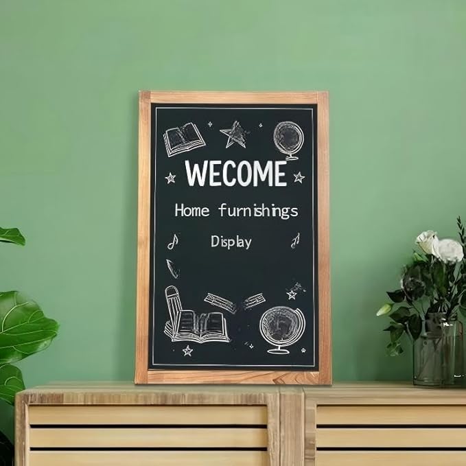 Magnetic Chalkboard for Wall Rustic Wood Framed Decorative Blackboard Sign