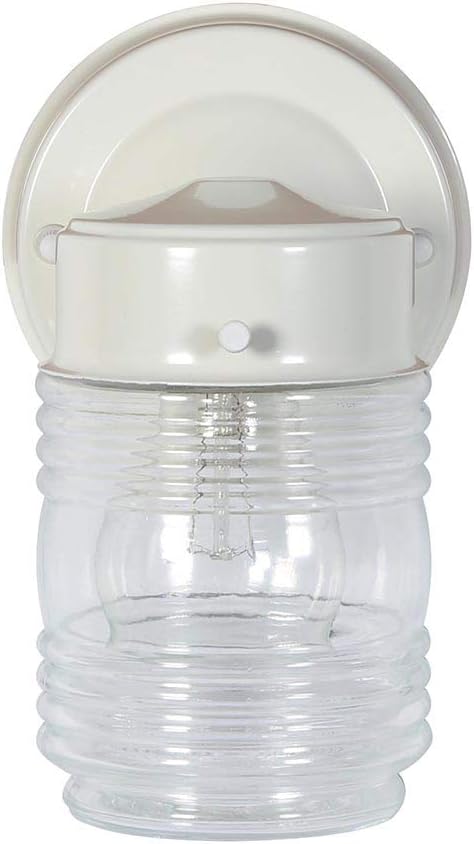Design House Jelly Jar 1-Light Outdoor Wall Lantern, Wet Rated Exterior Porch