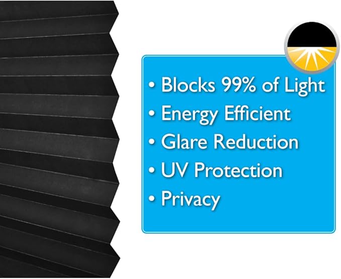 Redi Shade No Tools Original Blackout Pleated Paper Shade Black, 6 Pack
