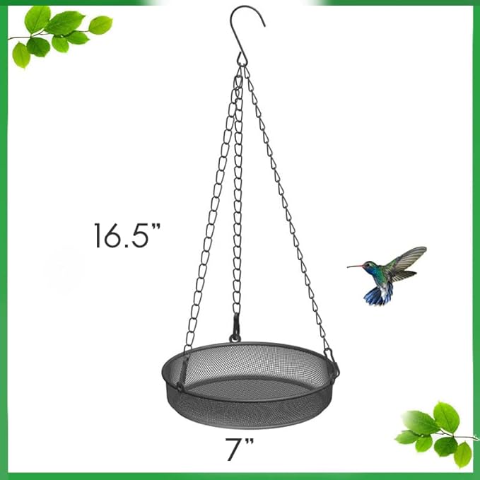2 Pack Hanging Bird Feeder, Bird Feeder for Garden Yard Outside Hanging Feeder Tray - Metal Mesh Platform Feeders for Outside Outdoors for Attracting Birds