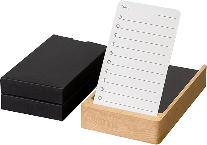 muso wood Daily To Do List Planner with Maple Stand - 100 To Do List Cards - Undated Daily Planner Notepad for Desk Accessories and Supplies, Enhanced Productivity, Work Office Accessories