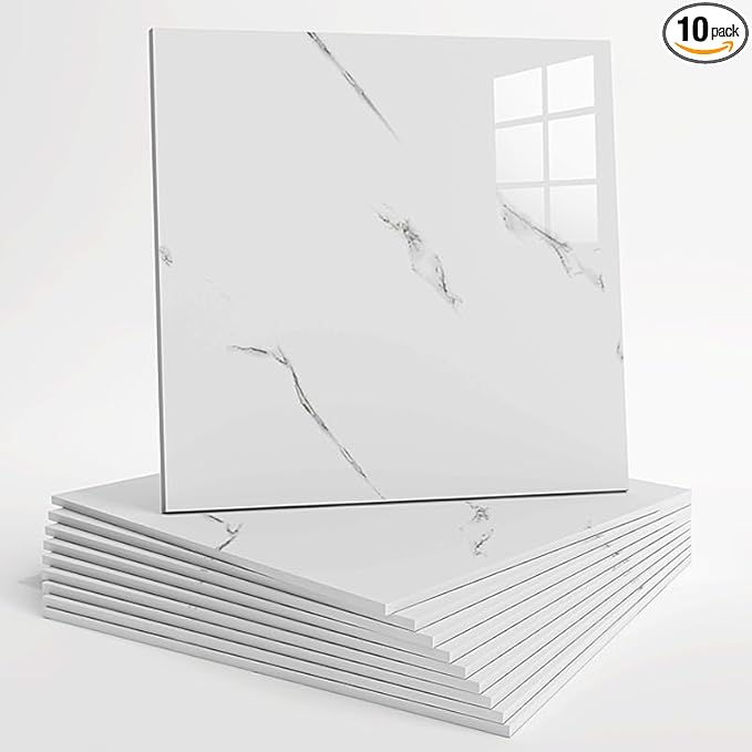 10pcs Peel and Stick Tile Shower Waterproof Marble Tiles Wall Panels,